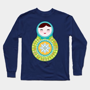 Russian dolls matryoshka green and blue colors. Long Sleeve T-Shirt